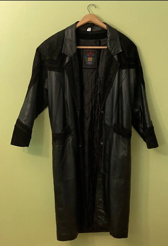 Latest  RARE Vintage A.D.A. Leather Long Coat Jacket Me