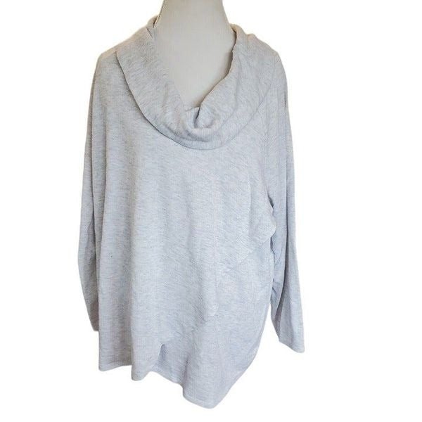 Perfect Sunday 2X Gray Cowlneck Layered Long Sleeve Top