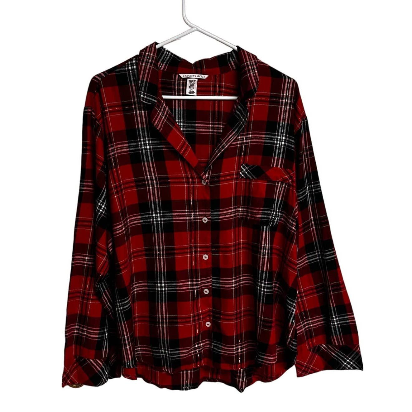 Beautiful Victoria´s Secret Buffalo Plaid Flannel Button Down Pajama Shirt Size L NoSLG1e0A on sale