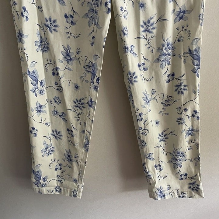 Personality Talbots Women 6P Ivory Blue Floral Toile Ankle Length Relaxed Chino Pants NWT oBiT7Bqv3 Factory Price