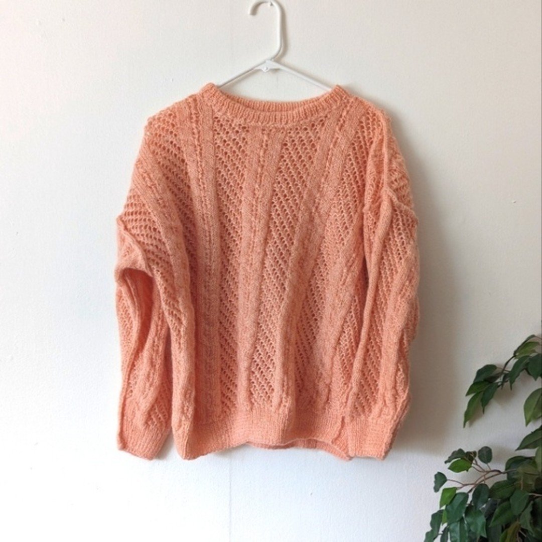 Nice Vintage 80s Pink Hand-Knit Sweater o6XtsUakN Store Online