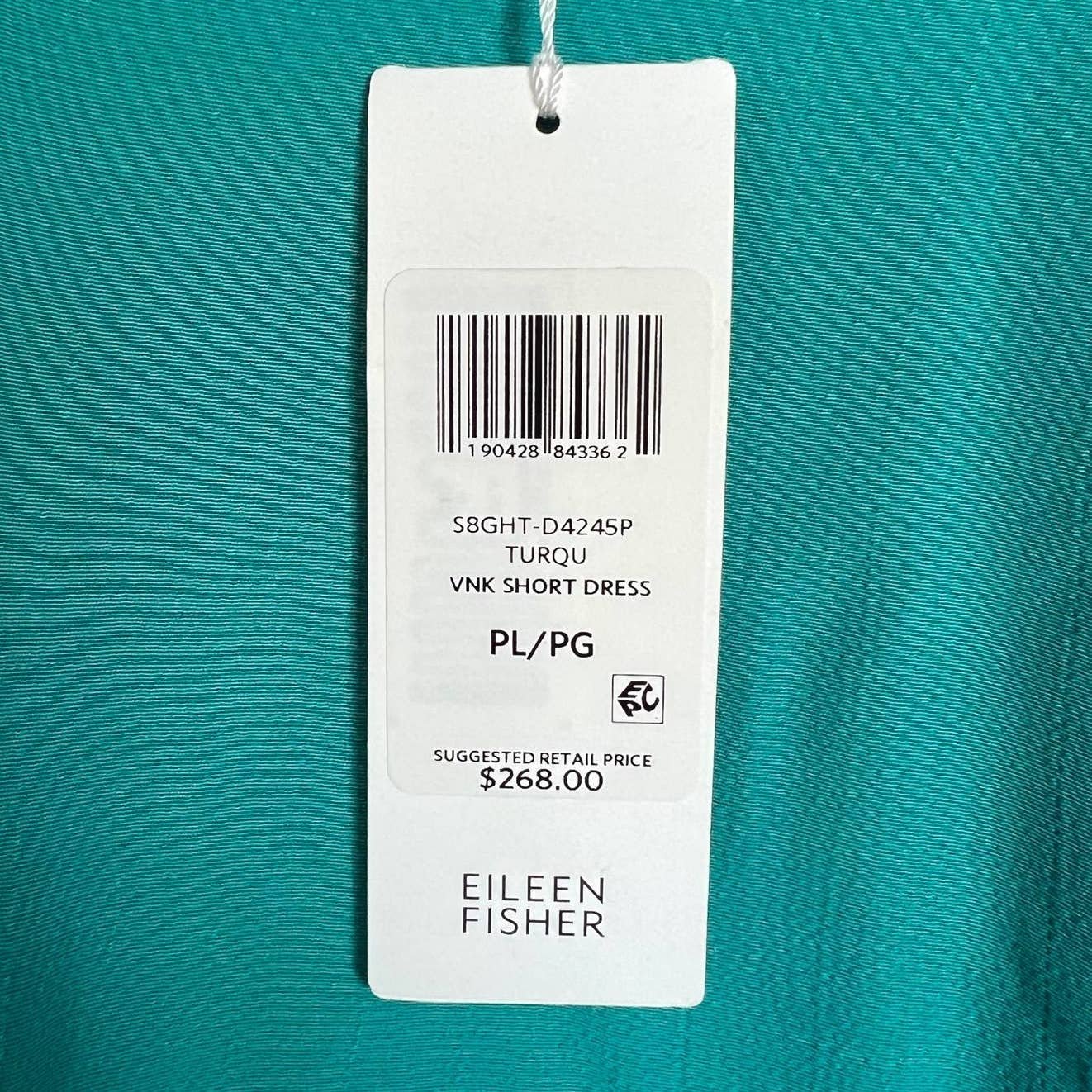 high discount Eileen Fisher Petite Turquoise V-Neck Tie Back Drop Waist Oversized Shift Dress gyVyefnGq well sale