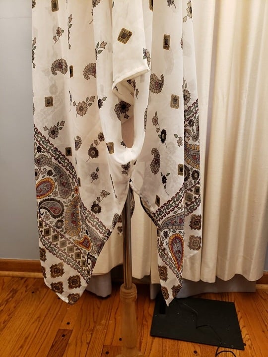 floor price FOREVER 21 Size Small Sheer Kimono Paisley Ivory Open Front Draped I0r8r6ISK for sale