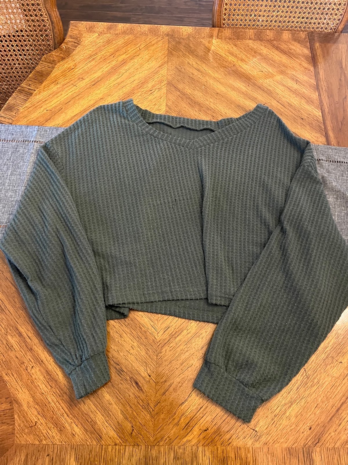 Comfortable Green waffle knit sweater KtMMK5yTe Low Pri