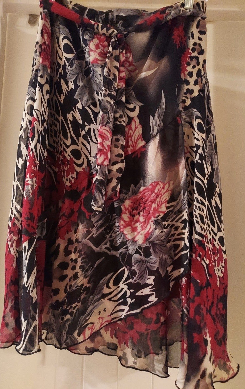 Affordable Cato Fashion Floral Sheer Lined Multi Red Sk