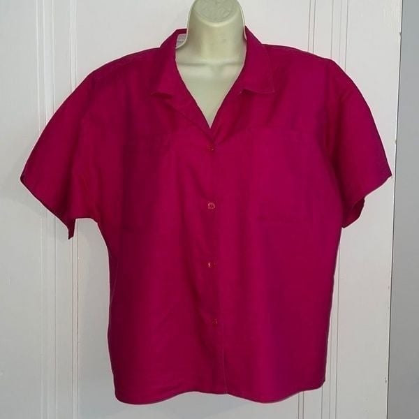 Promotions  Vtg 80s/90s Workshop Fenn Wright & Manson fuchsia pink short sleeve shirt Jl5n5CqHH Online Shop
