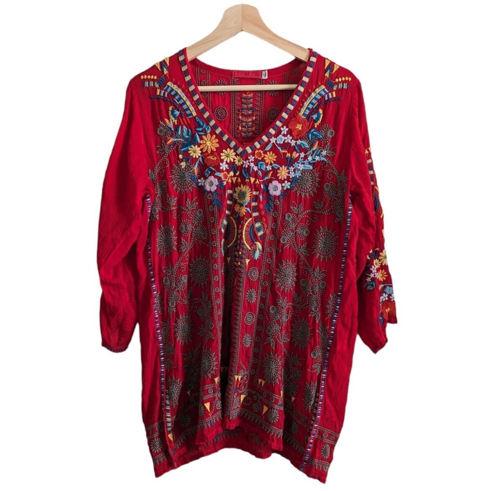 large discount Johnny Was Zillia Tunic Embroidered Flor