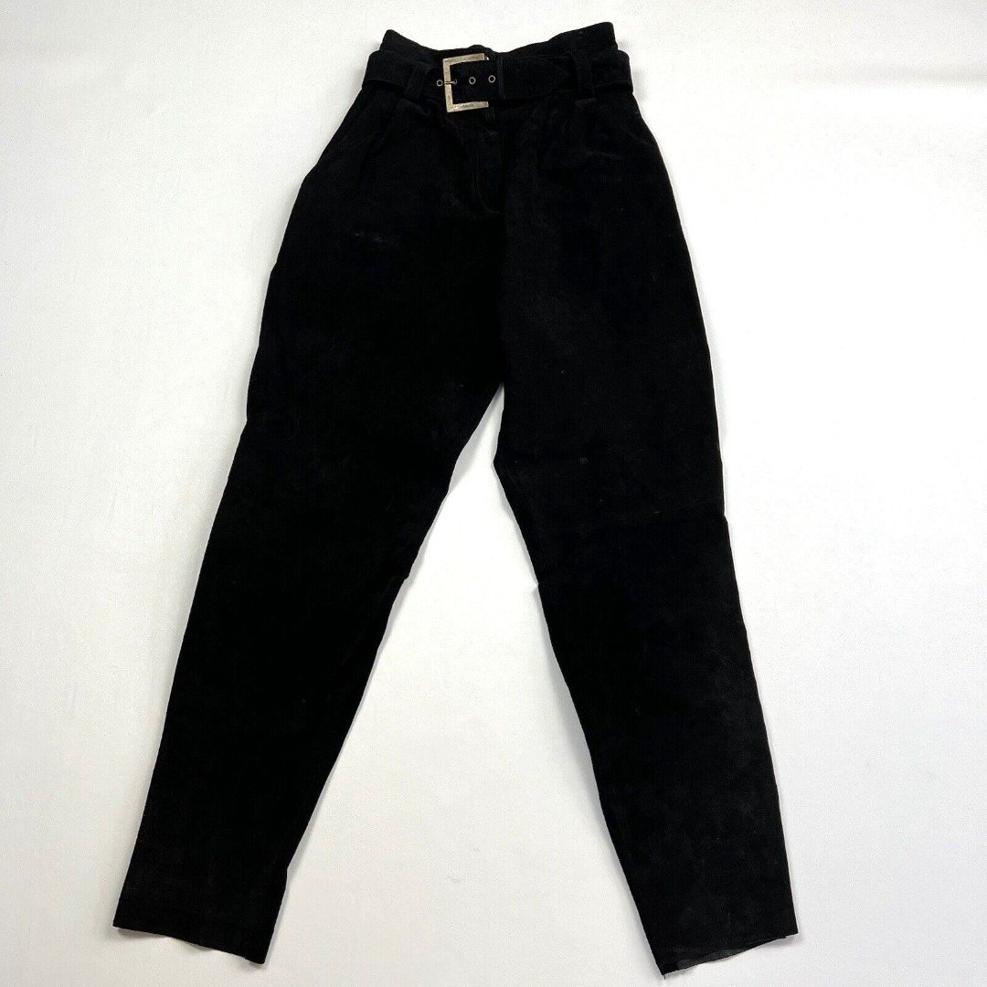 large discount WILSON´S Suede Leather Pants 80s 90s Ultra High Rise Raw Hem Belted Women´s Sz 8 oy1U5YMWa Cheap