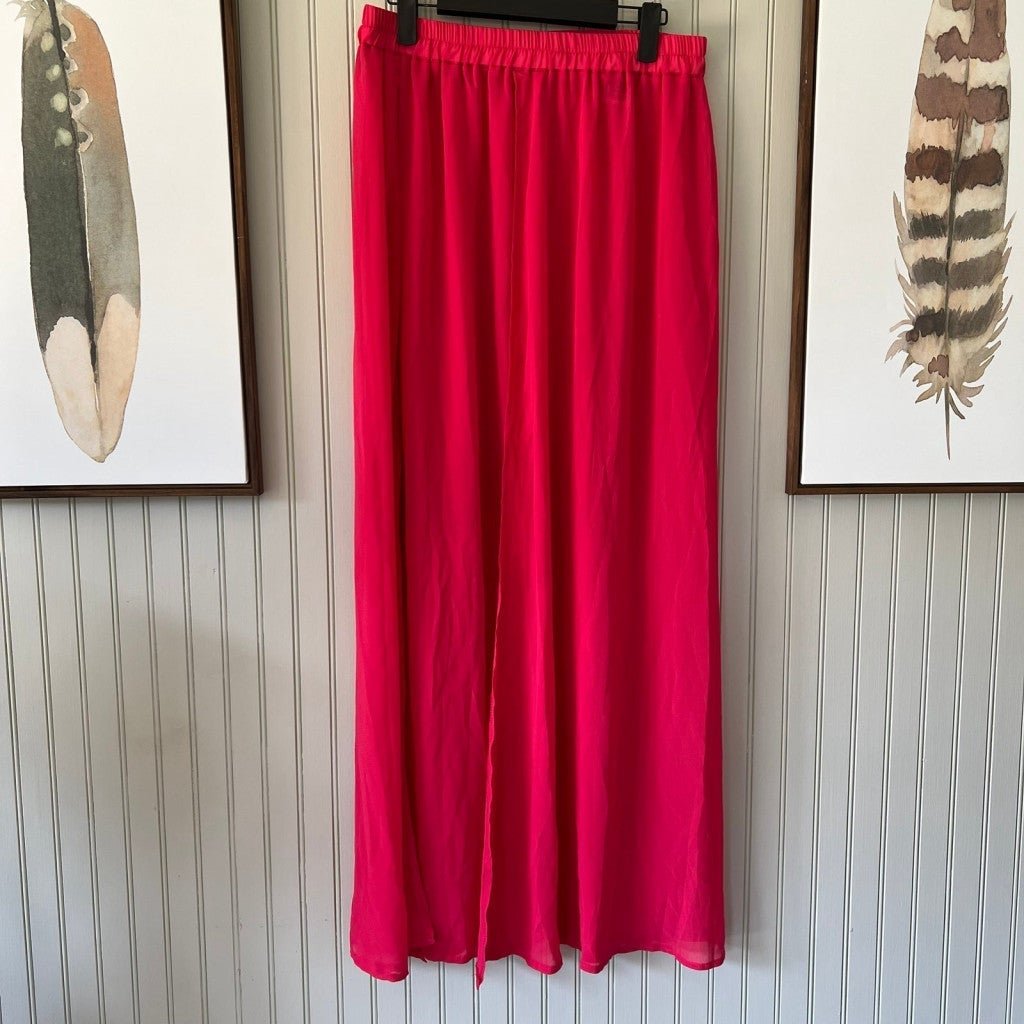 save up to 70% Semi Sheer Chiffon Split Front Maxi Beach Skirt Hot Pink IPV6tlNgt on sale