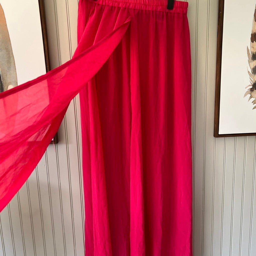 save up to 70% Semi Sheer Chiffon Split Front Maxi Beach Skirt Hot Pink IPV6tlNgt on sale