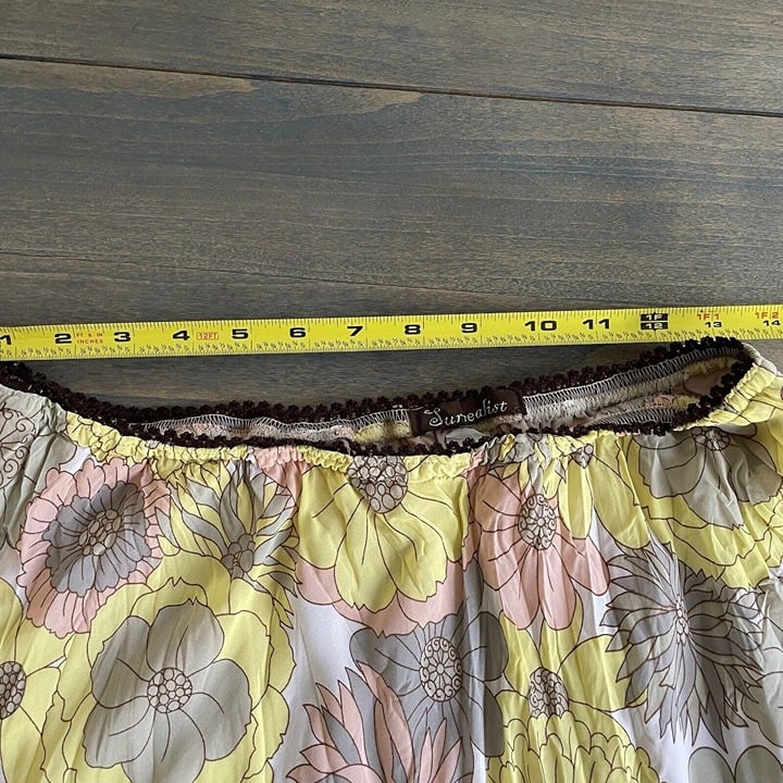 large discount Funky SURREALIST USA Boho Stretch Skirt Yellow & Brown Flowers Size M/L (H6) fnr8juqAg online store