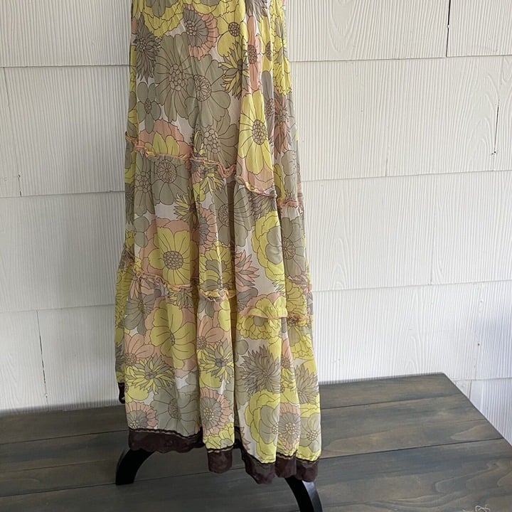 large discount Funky SURREALIST USA Boho Stretch Skirt Yellow & Brown Flowers Size M/L (H6) fnr8juqAg online store