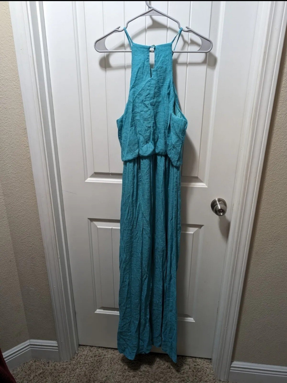 large discount NEW Women´s AUW Teal Maxi Dress With Silver Collar Size Large Ga0mhr9Qq High Quaity