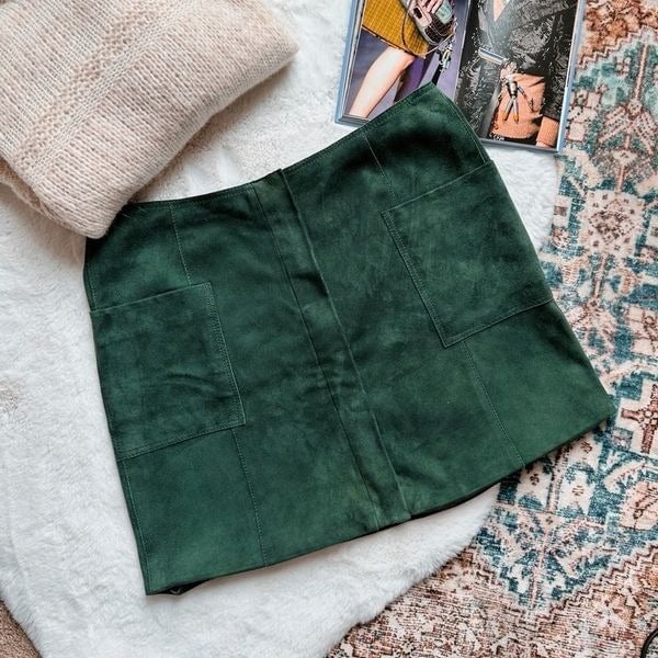 the Lowest price Lord+Taylor Green Suede Mini Skirt 8 J