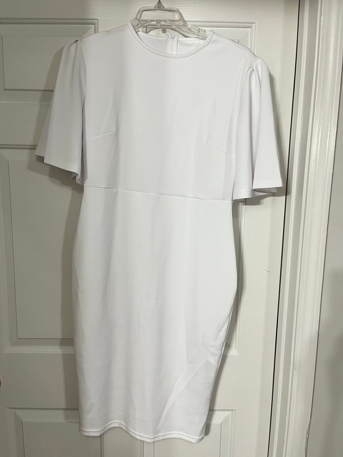 Discounted White ruffled flared short sleeves dress size XXL o1xmQG4kQ best sale
