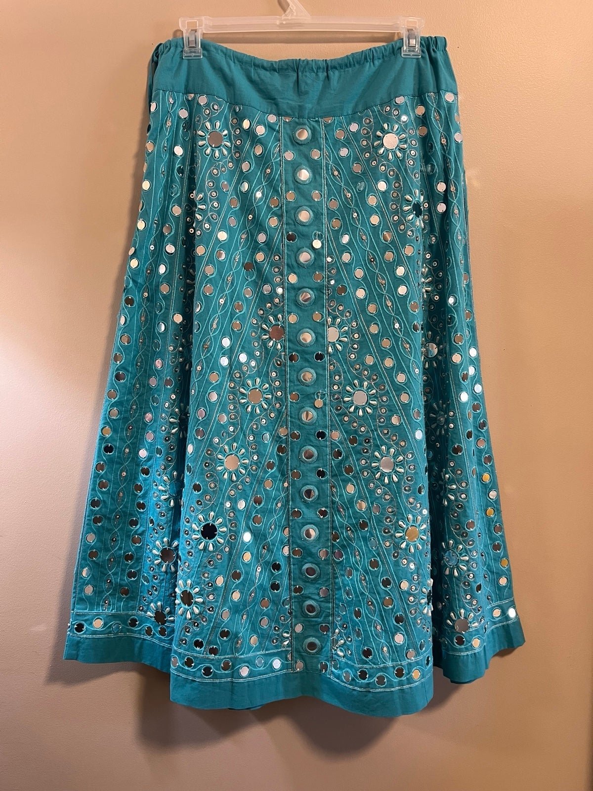 Popular Soft surroundings Preciosa Embroidered Turquoise Lined maxi skirt Size L NXwpowxZw Cool