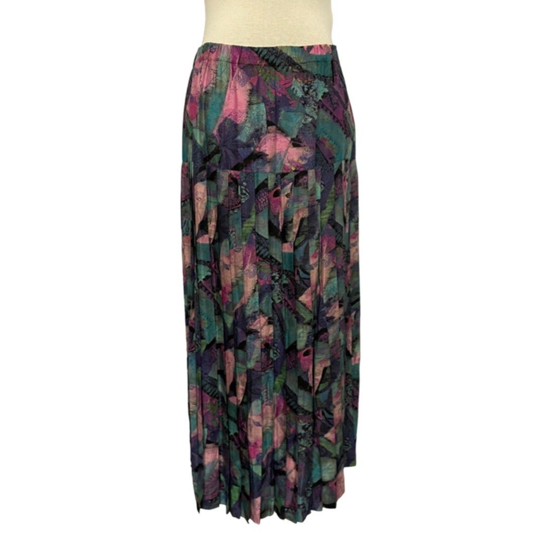 high discount MS Interpret Vintage Pleated Floral Skirt
