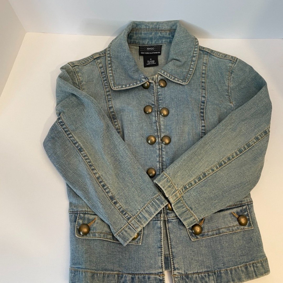 Fashion NYCC New York Clothing Co Denim Brass Button Military Style Jacket Size 0 NWT O6QTVJmfO Online Exclusive