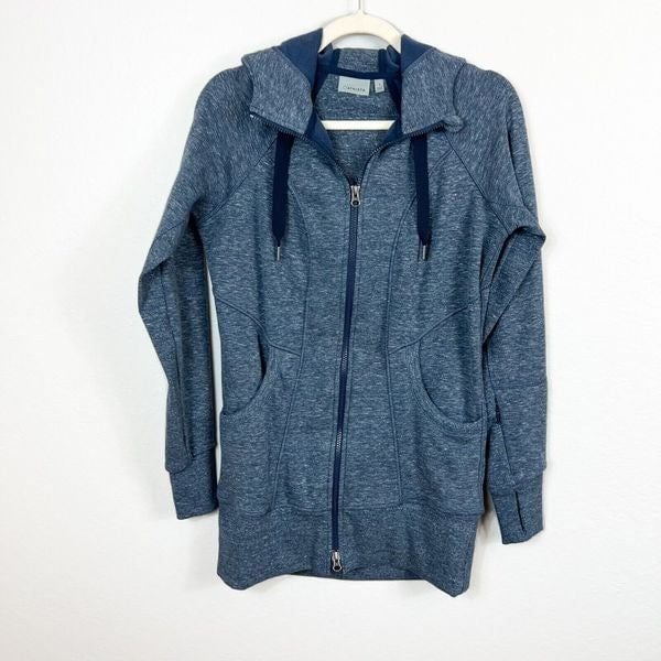 Nice ATHLETA Blue Long Zip Up Hooded Sweatshirt with Thumbholes Size Small lQ8ETeKMl US Outlet