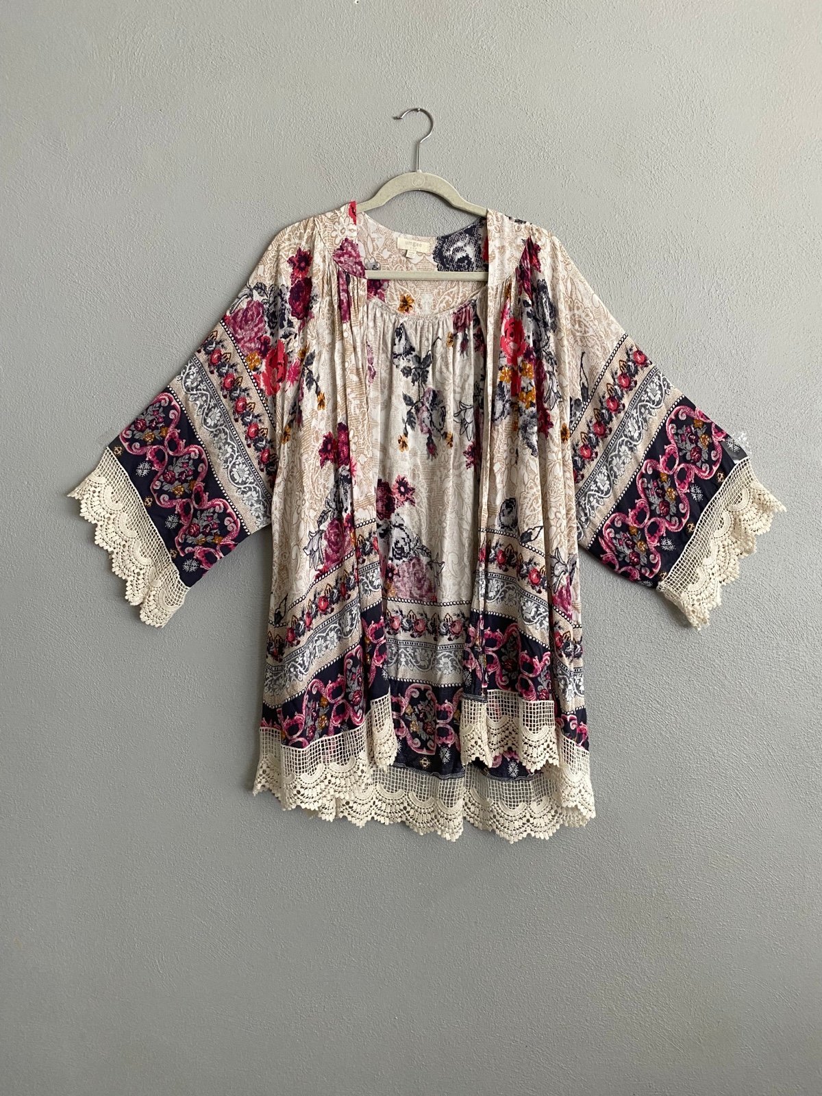 Simple Umgee Floral Mixed Print Multicolor Open Front Kimono Duster Size S/M jngheXX2y Store Online