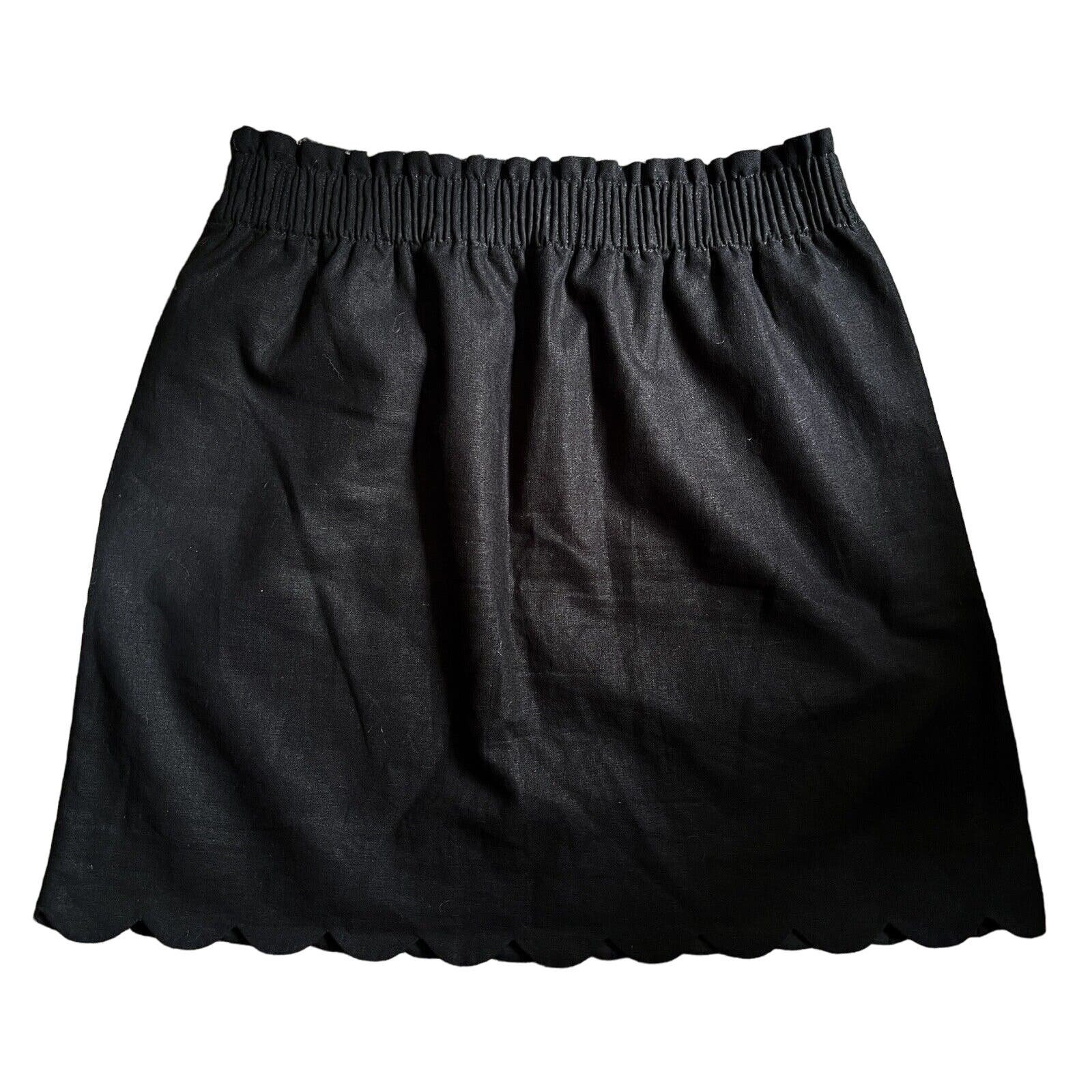 large discount J. Crew Linen Blend Skirt, Black, Size 6, Scalloped Edge, Lined, EUC PME4gHdtw for sale