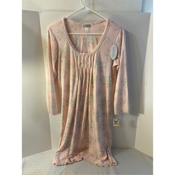 Promotions  Miss Elaine softknit gown small pink flowers Rayon blend NEW iBEOgwt10 on sale