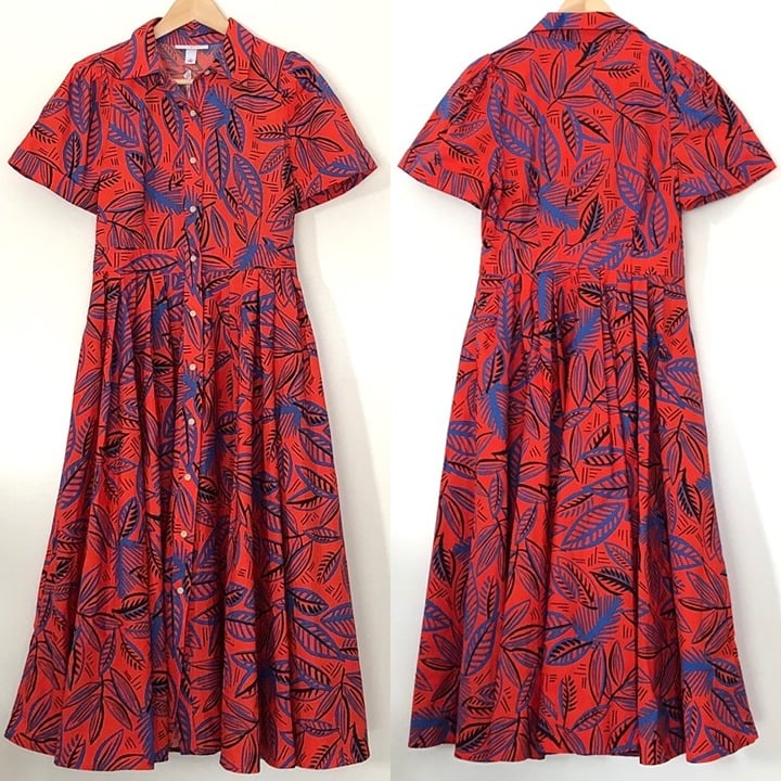 the Lowest price Alexis x Target Tropical Leaf Print Short Sleeve Midi Full Skirt Dress Small NWT oGhMELXC0 Low Price