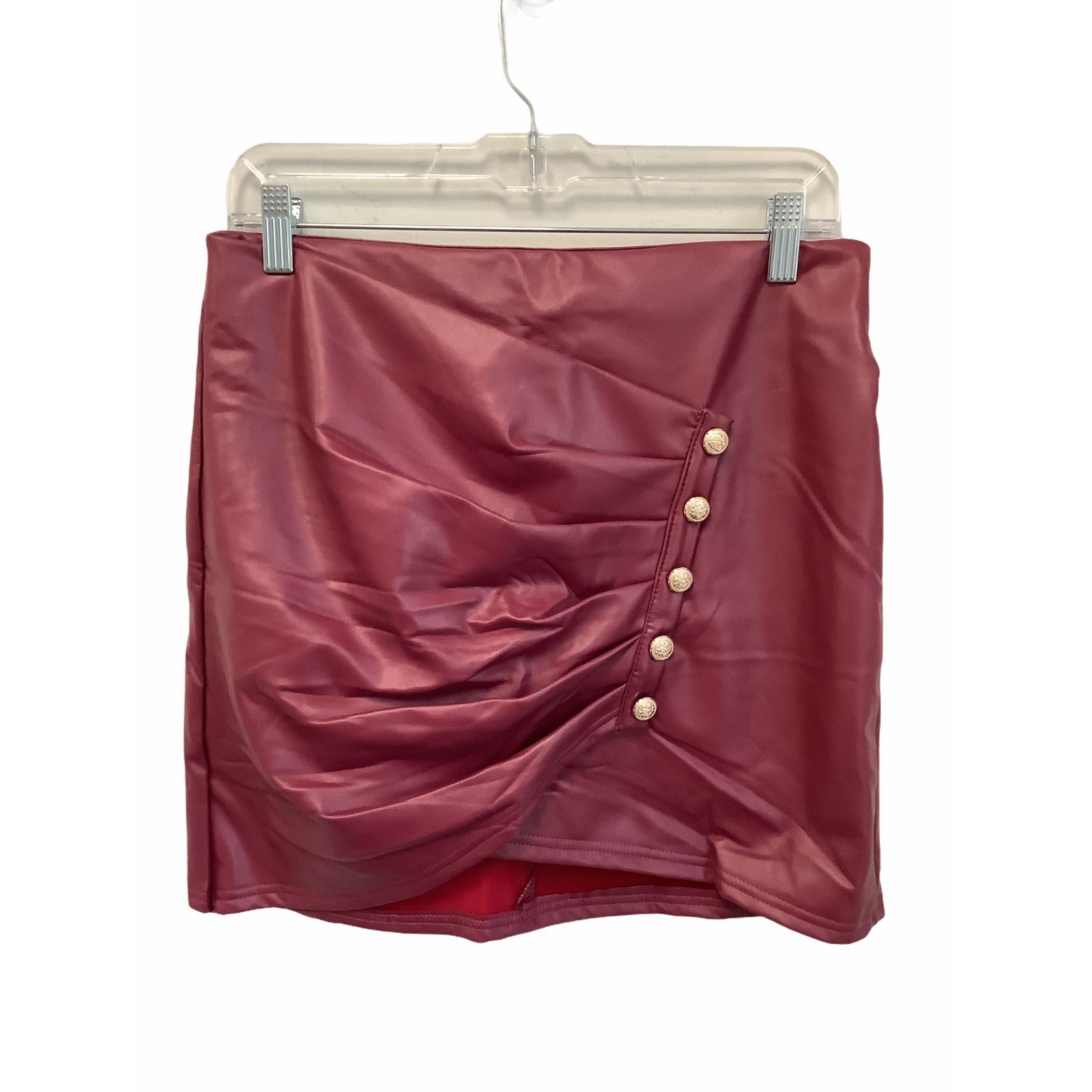 Comfortable Burgundy Red Faux Leather Mini Skirt PKKuKS