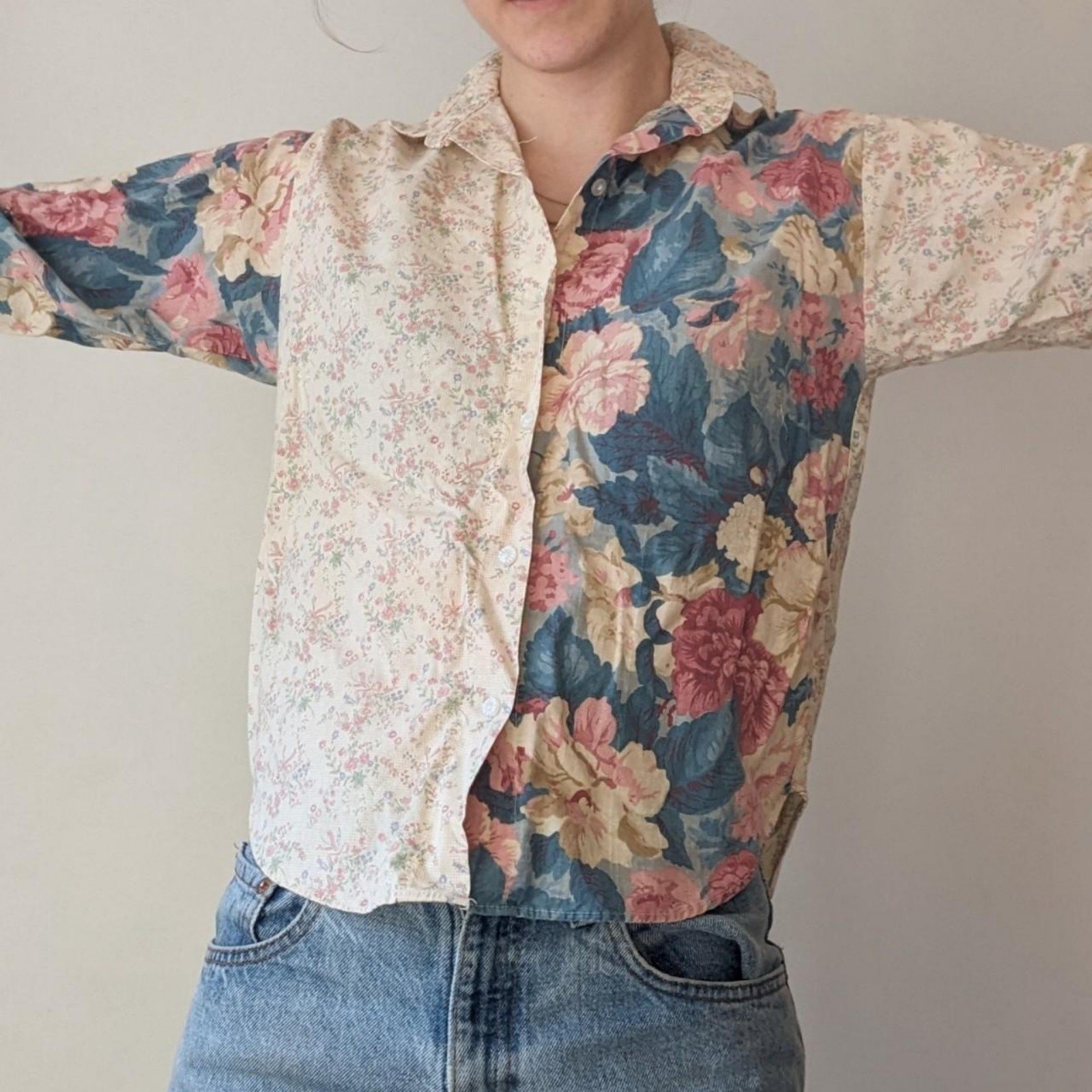Elegant Vintage 70´s 80´s Multi-pattern Floral Button-Down Shirt pcqfyD2rg Zero Profit 