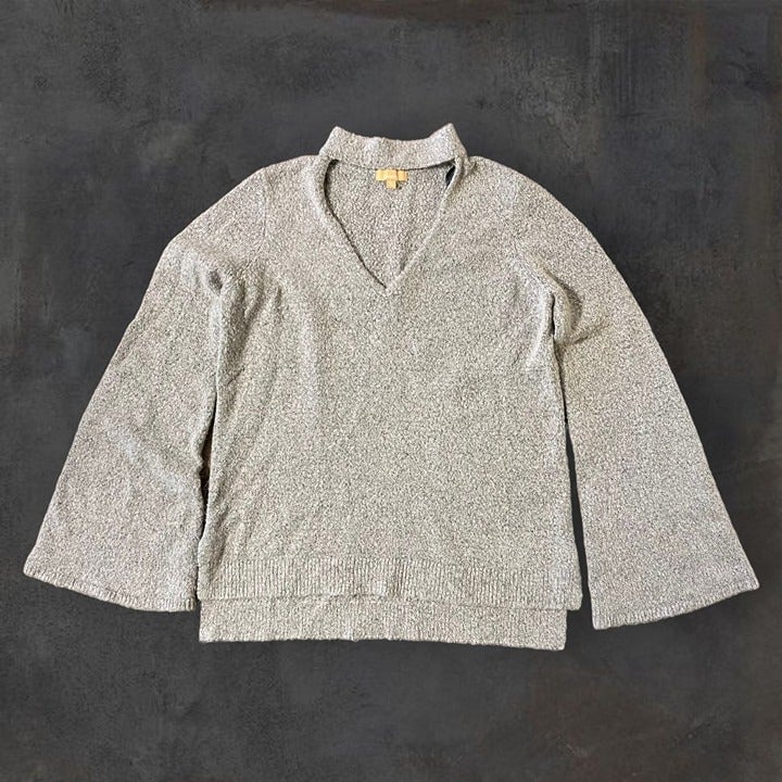 Simple Takara Pullover Gray Sweater Women´s Size M Open Neck Flare Sleeves Very Soft OJmLCxSZ4 Low Price