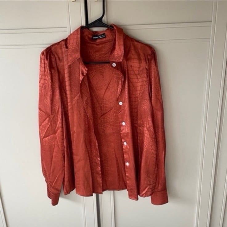 Perfect Brand New SHEIN Button down - Rust - S plA8R4qfw best sale