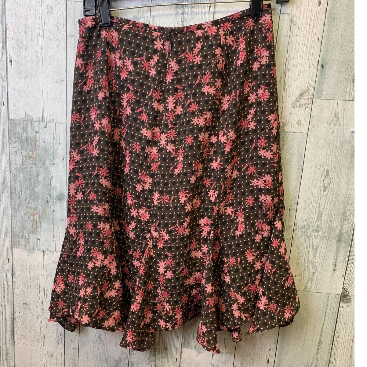 good price Ann Taylor LOFT Size 4 Polyester Knee-Length Flutter Floral Polka Dot Skirt NtOmZKwNt Outlet Store