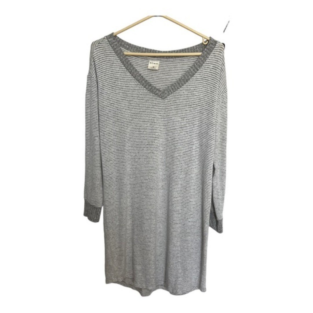 Discounted Soma Women’s Nightgown Striped Grey Long Sle
