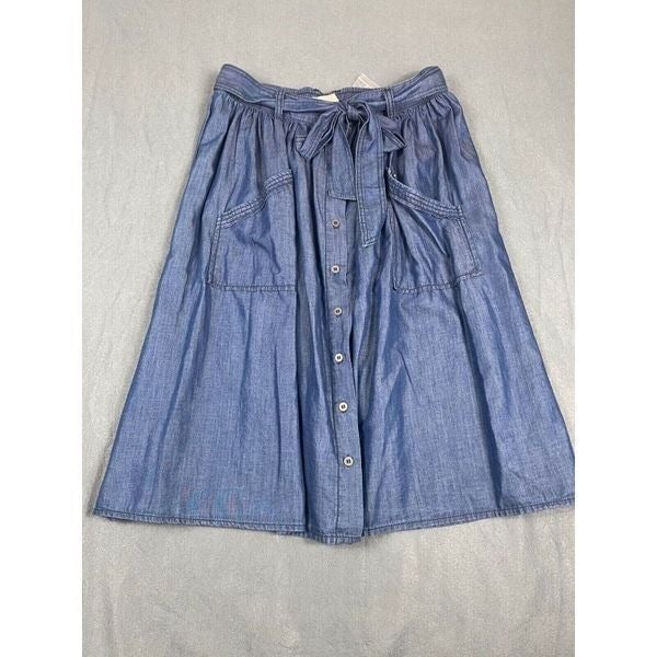 good price NWT Forever 21 Pleated Skirt Women Size L Blue Denim Cotton Waist Tie Button Up gpSQctCpE Wholesale
