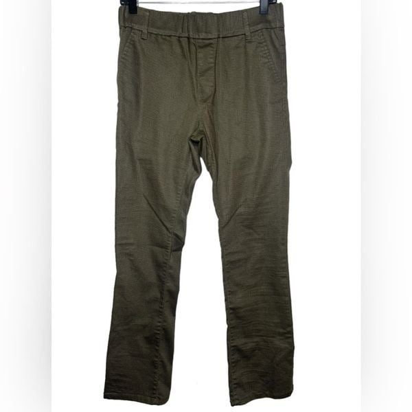 Stylish Bevy Flog Moss Green Check Pattern Nansi Flare Style Pull On Pants Size 29 lcLn5BjpH New Style