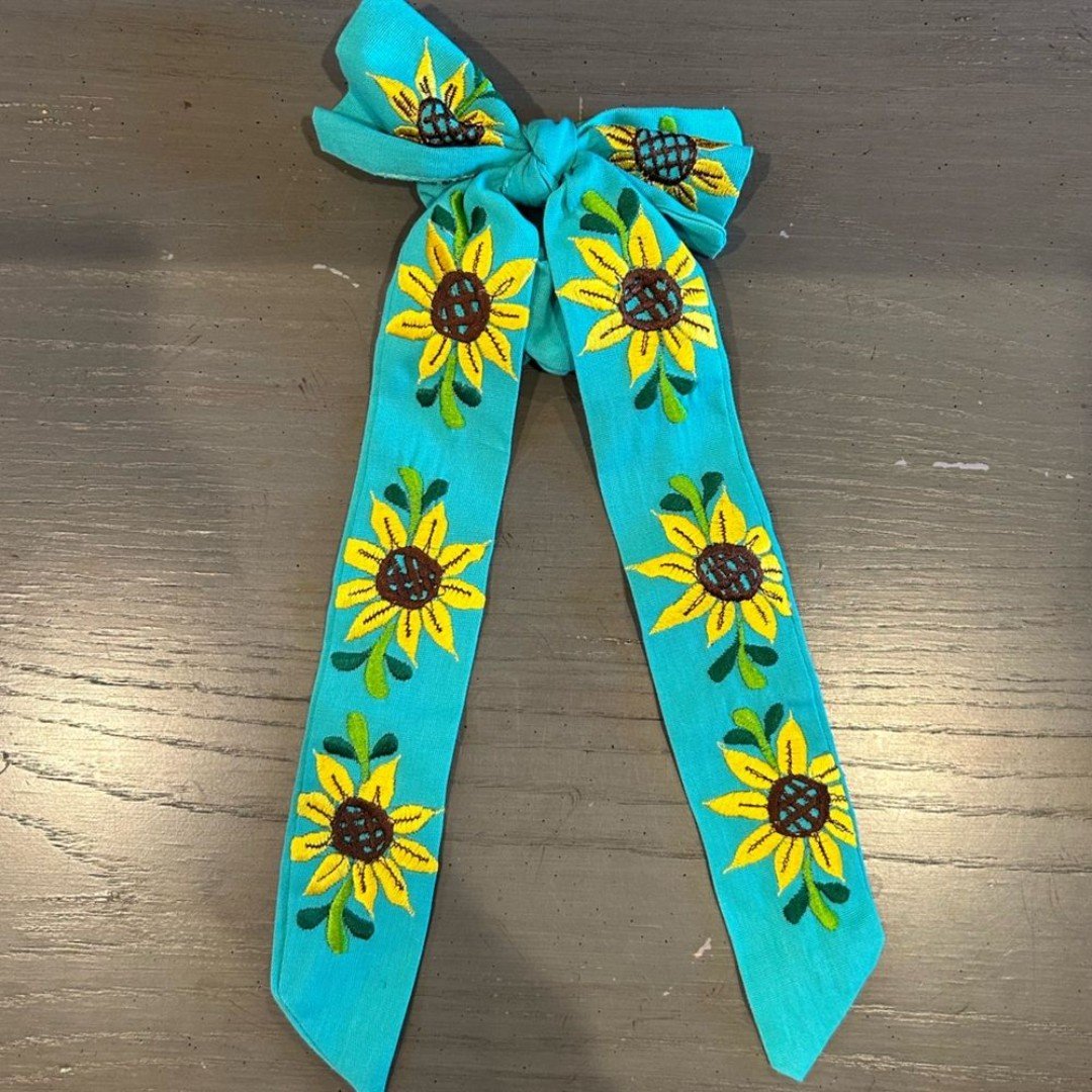 cheapest place to buy  NWOT Sunflower Turquoise Bow Scrunchie Kw7IgYG4H for sale