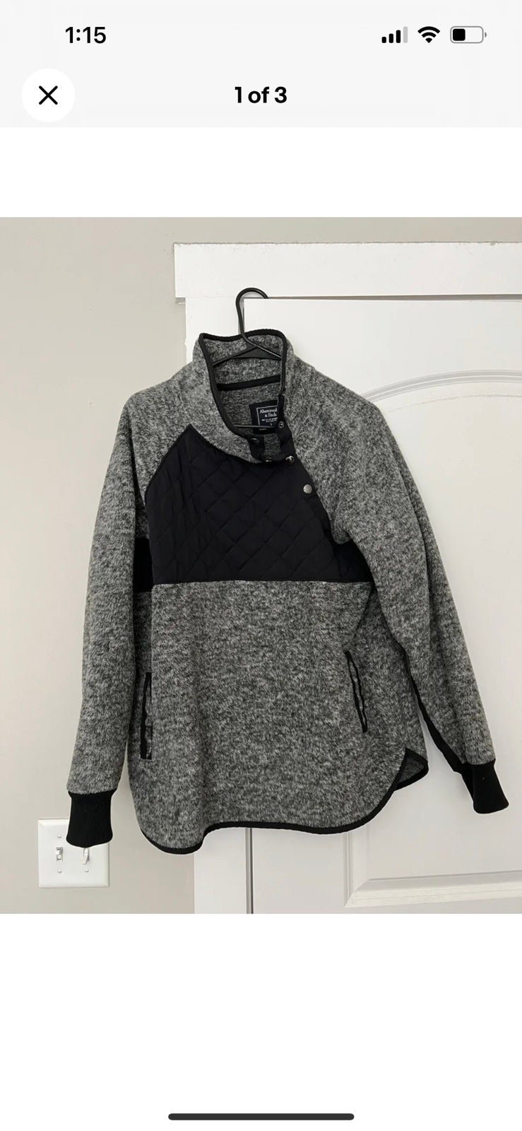 Special offer  Abercrombie & Fitch L Heather Dark Gray 1/2 Zip Sherpa Fleece Pullover Sweater ItvwjnrXp Great