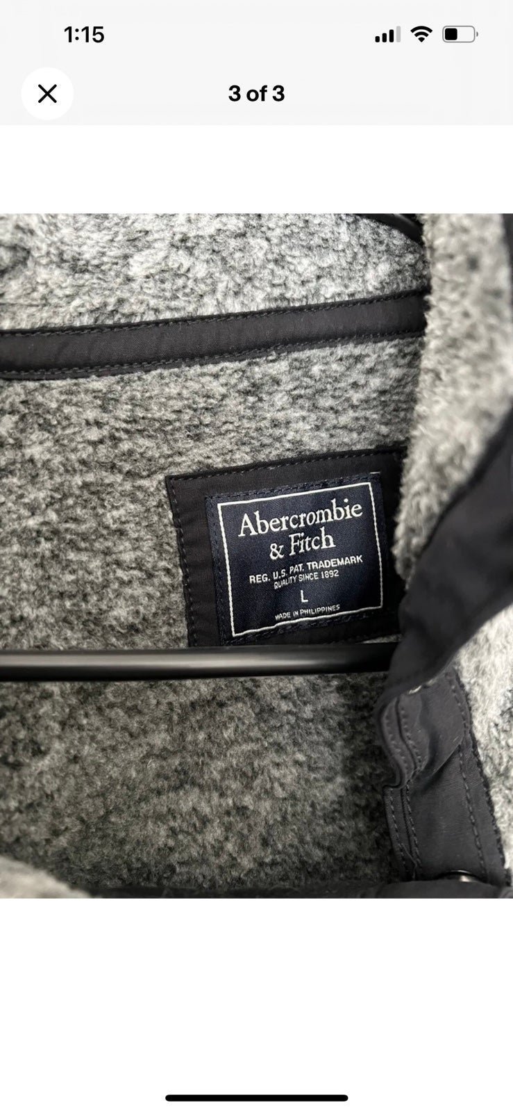 Special offer  Abercrombie & Fitch L Heather Dark Gray 1/2 Zip Sherpa Fleece Pullover Sweater ItvwjnrXp Great