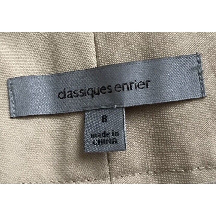 Factory Direct  CLASSIQUES ENTIER Womens Size 8 Cropped Capri Beige Tan Linen Blend Cuffed Pants fP5Yg0YgE just buy it