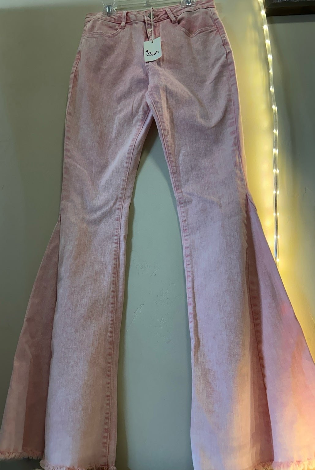 large selection Pink Rose flare Jeans NWT medium bell bottom frayed LSampnbgn New Style