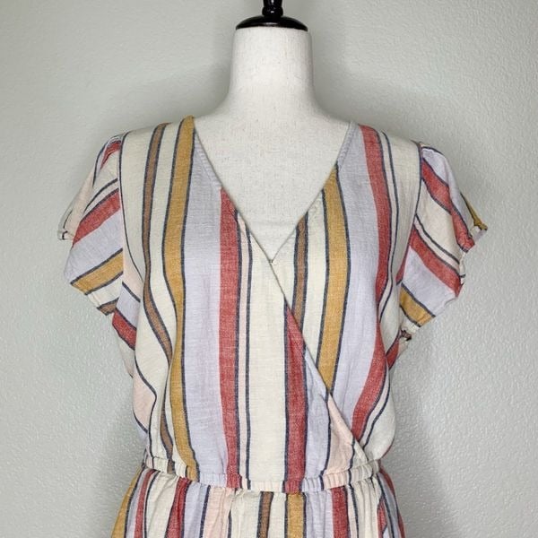 Comfortable NWT American Eagle Linen Cotton Blend Striped Wrap Dress lRjsJOHJH no tax