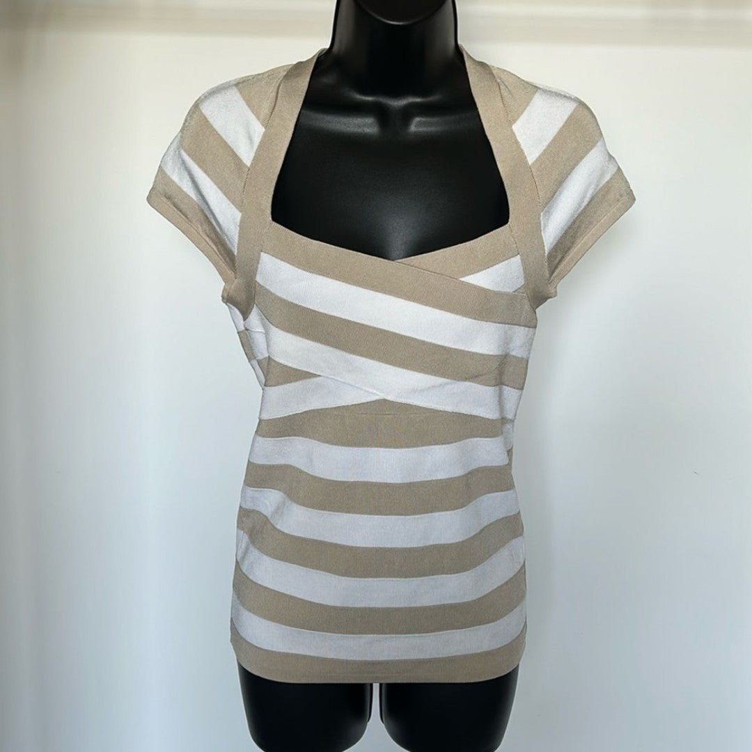 Custom WHITE HOUSE BLACK MARKET Stripe Bandage Top, size Small NXLW1OPK8 all for you