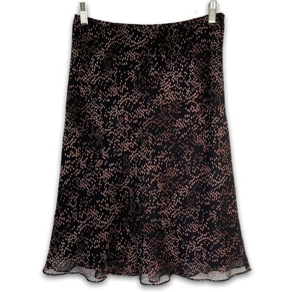Simple Ann Taylor Black Copper Dot Metallic Print Silk Knee Length Lined Skirt 4 FH4rjpmc6 hot sale