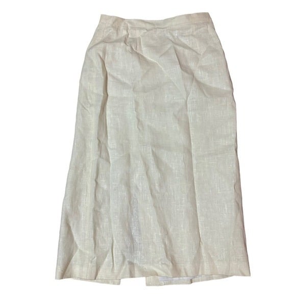 Special offer  100% Linen Beige Midi Skirt Size Size 12P Lg90E8s9g Cool