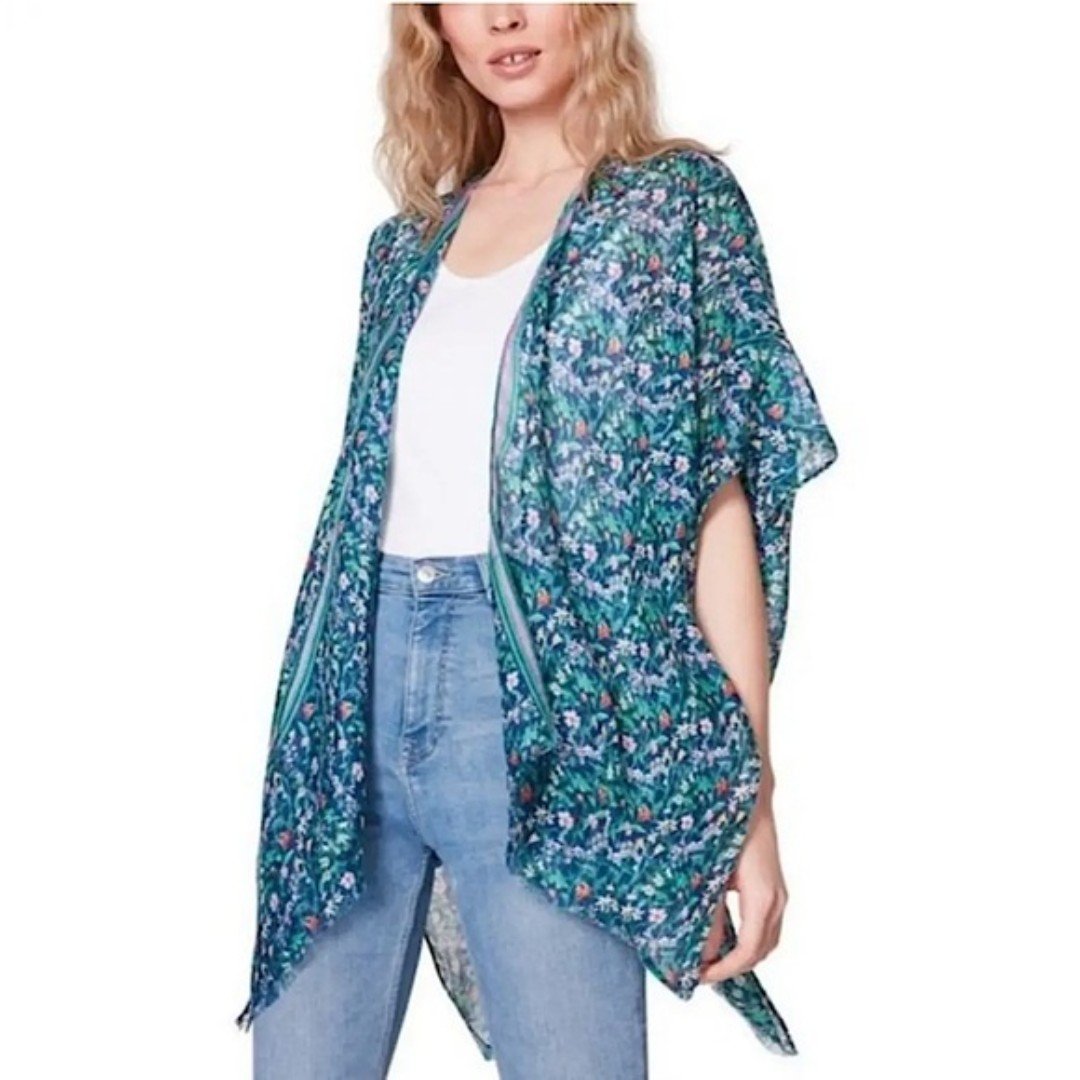 Stylish Steve Madden Swimsuit Floral Floral Kimono Coverup shirt, top One Size p1W1zQmSY on sale