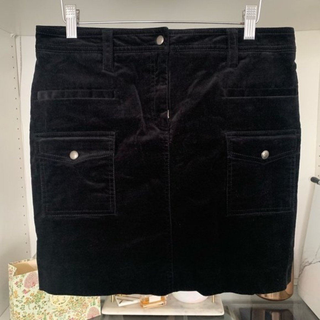 good price J Crew Sz 8 Black Corduroy Button front Mini Skirt with Pockets H3SEcKIMr Outlet Store