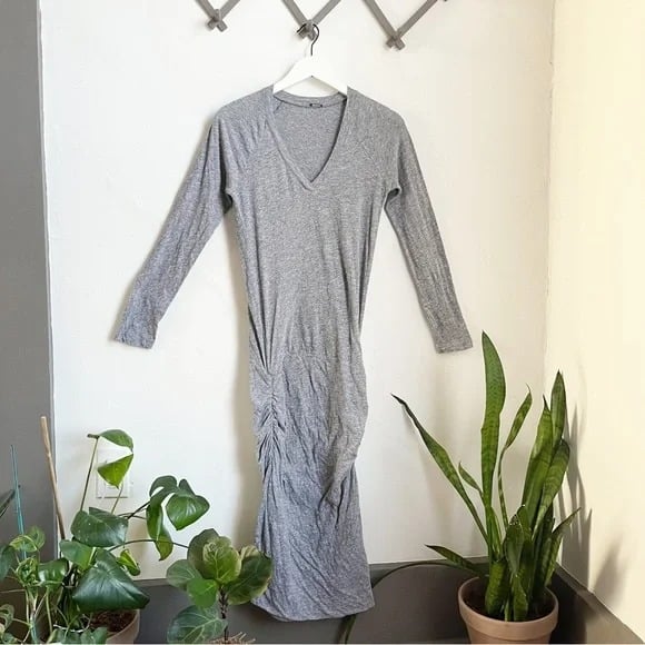 Discounted V-Neck Side Shirred Dress h5Dnn2i6c Cheap