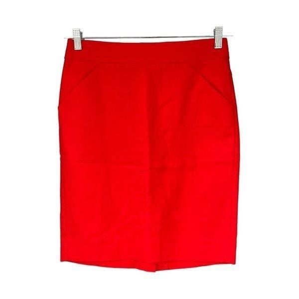 Gorgeous 1509 J. Crew Black Label Red Pencil Straight Skirt Size 4 100% Cotton nX4WqEcXi Everyday Low Prices