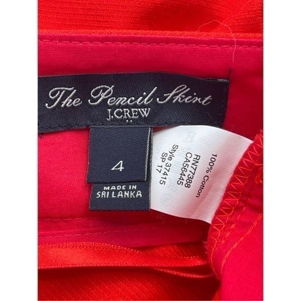 Gorgeous 1509 J. Crew Black Label Red Pencil Straight Skirt Size 4 100% Cotton nX4WqEcXi Everyday Low Prices