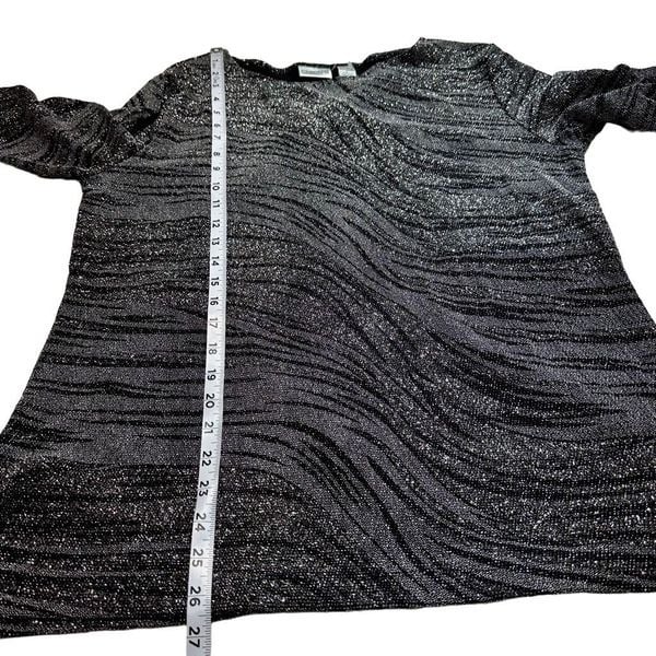 Factory Direct  Vintage Chicos Women Glittery Abstract Top Black Silver Stretch XL Glam Cocktail k67edRDpc no tax